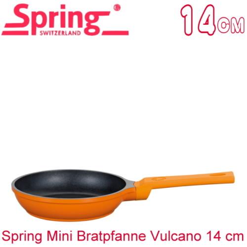 《瑞士Spring》vulcano童趣不沾單柄平底鍋橘(14cm)