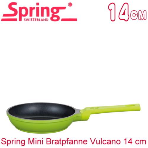 《瑞士Spring》vulcano童趣不沾單柄平底鍋綠(14cm)