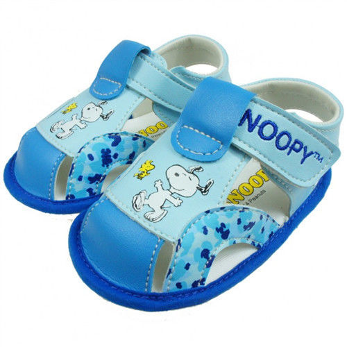 布布童鞋 Snoopy史努比狗迷彩藍色防護寶寶學步涼鞋 [ CA1203M ] 白色款