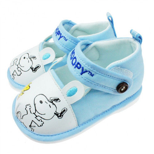 布布童鞋 Snoopy史努比狗舒適兔兔藍色布面軟底寶寶學步鞋 [ CA1153B ] 藍色款
