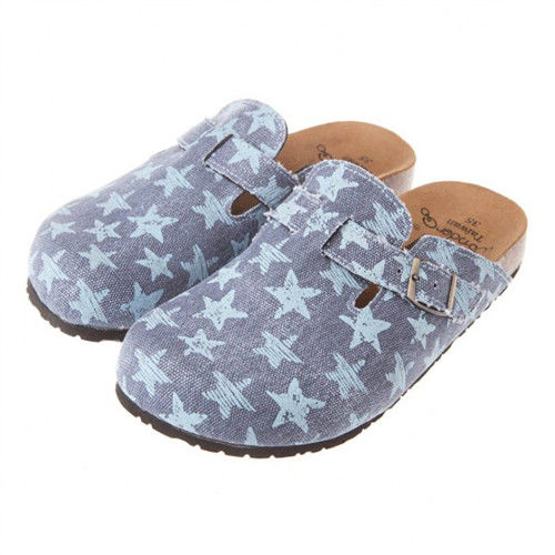 布布童鞋 經典星星圖樣刷色灰藍歐風兒童涼鞋 [OH6462B]