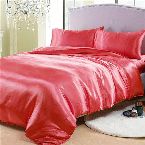 RODERLY 甜蜜紅-絲緞 加大四件式被套床包組