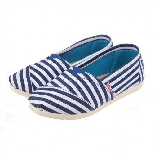 布布童鞋 韓版藍白條紋輕便休閒鞋 [OD9981B ] 藍色款