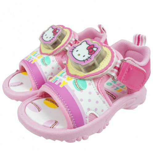 布布童鞋 HelloKItty凱蒂貓馬卡龍點心粉色電燈涼鞋 [ CI1616H] 桃色款