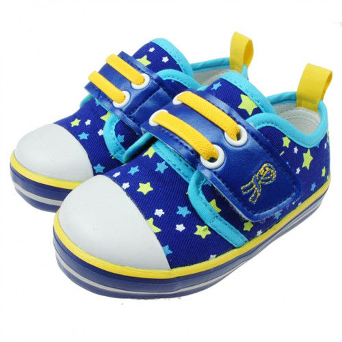 布布童鞋 Roberta諾貝達閃耀星星藍色防護帆布休閒鞋 [ CD1801B] 藍色款