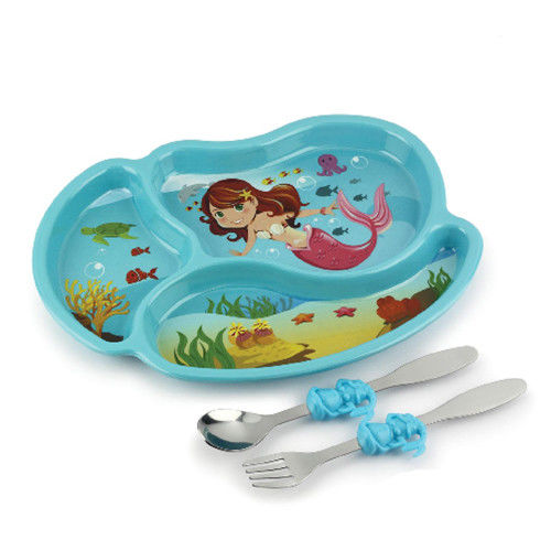 【KIDSFUNWARES】造型兒童餐盤組-小美人魚-行動