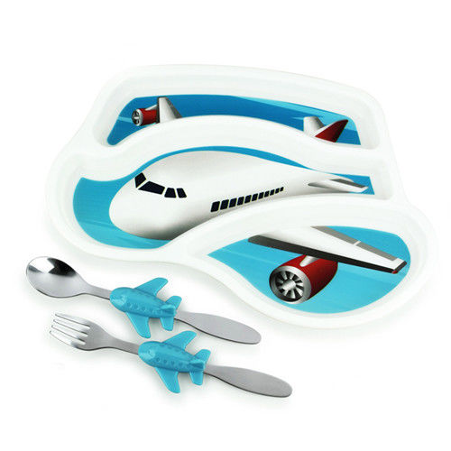 【KIDSFUNWARES】造型兒童餐盤組-飛機-行動