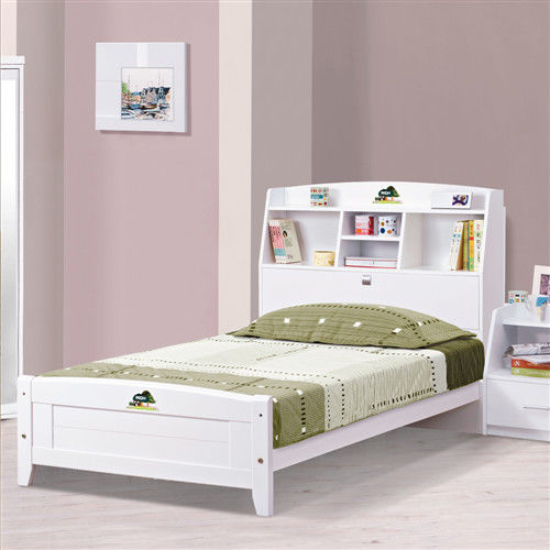 【時尚屋】[UZ6]菲莉絲白色3.5尺彩繪書架加大單人床UZ6-67-1不含床頭櫃-床墊