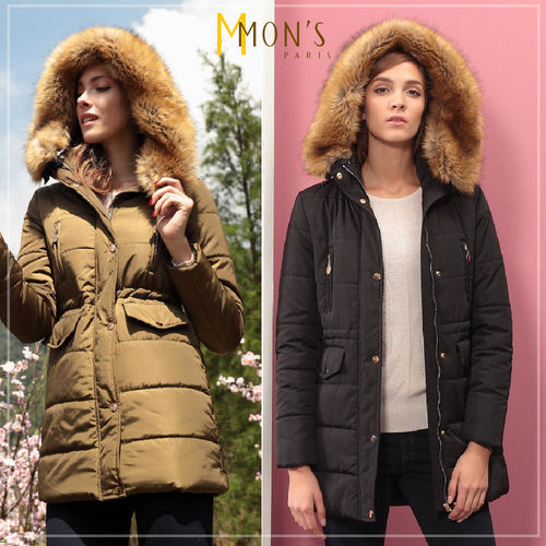 MONS 簡約拒水 時尚顯瘦 極致保暖大衣 ( 黑 / 綠 ) 2色選 M~XL