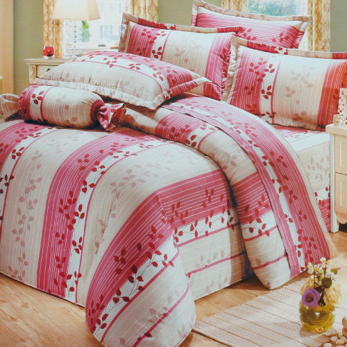 【R.Q.POLO】日居的禮物系列-紅粉佳人 純棉床包被套四件組/雙人標準(5尺)