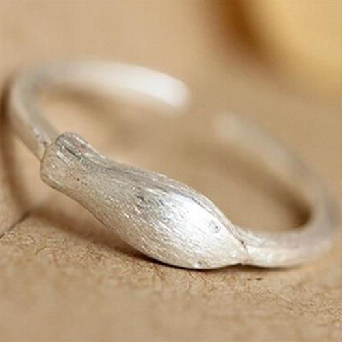 【米蘭精品】925純銀戒指銀飾小魚造型可愛迷人