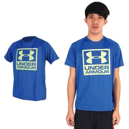 【UNDER ARMOUR】UA HG BOXED LOGO男短袖T恤 藍綠  大LOGO短袖T恤