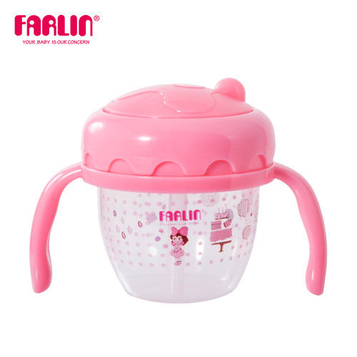 【Farlin】咕嚕吸管學習水杯120ml - 粉紅