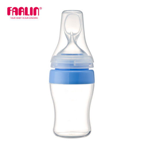 【Farlin】柔感矽膠擠壓餵食器 - 藍色