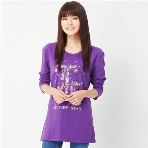  【TOP GIRL】TG長版薄長T恤(紫色)