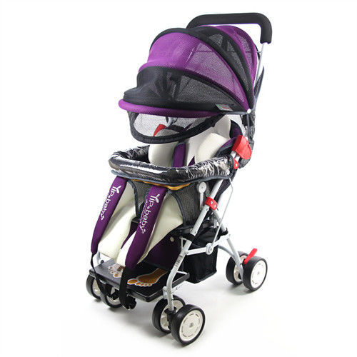 Yip-Baby 鋁合金秒縮揹架推車(五點式安全帶)-紫色(加雨罩)