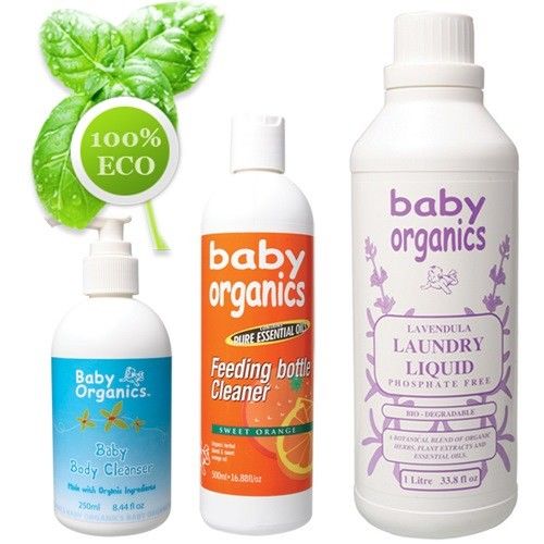 澳洲原裝 Baby Organics 寶寶潔膚凝膠+奶瓶清潔液+寶寶洗衣精組