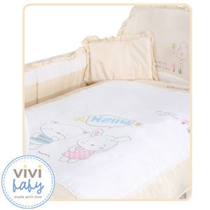 【vivibaby】托比熊大床八件式嬰兒寢具組(卡其)