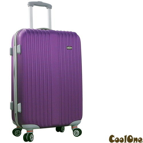 CoolOne 時尚舒活直條紋24吋飛機輪旅行箱(紫色)