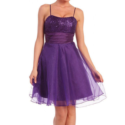 【摩達客】美國進口Landmark細肩帶紫色星閃蓬紗裙派對小禮服/洋裝(含禮盒/附絲巾)