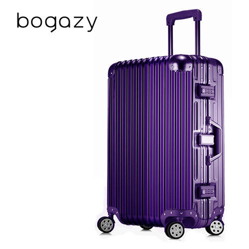 【Bogazy】迷幻森林 29吋鋁框PC鏡面行李箱(柔情紫)
