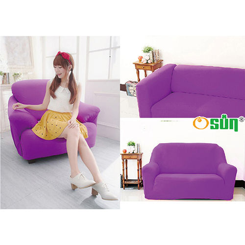 Osun-一體成型防蹣彈性沙發套/沙發罩_1+2+3人座 素色款 薰衣紫