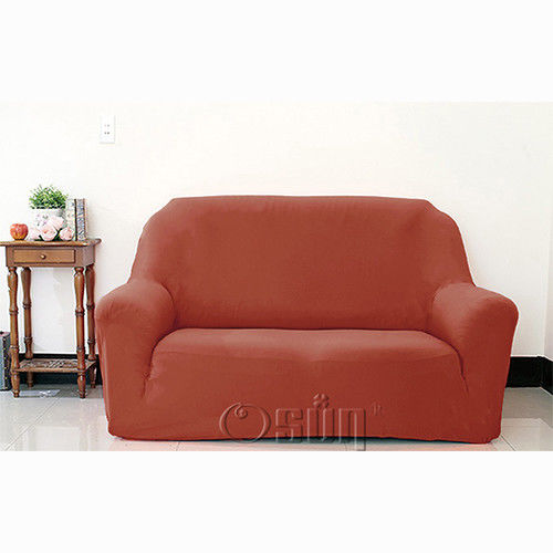 Osun-一體成型防蹣彈性沙發套/沙發罩_2人座 素色款 典雅咖