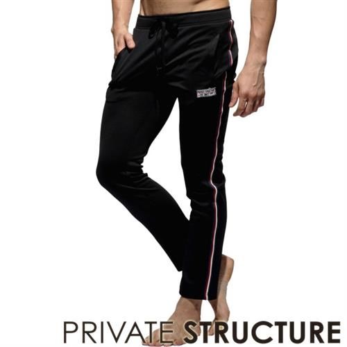 【P.S】時尚窄版雙側邊修身極度快乾運動休閒男長褲(黑色)Private Structure