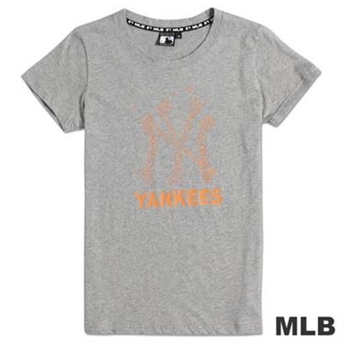 MLB-紐約洋基隊飛燕印花短袖T恤-麻灰(女)