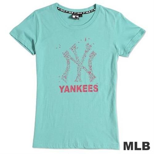 MLB-紐約洋基隊飛燕印花短袖T恤-淺綠(女)