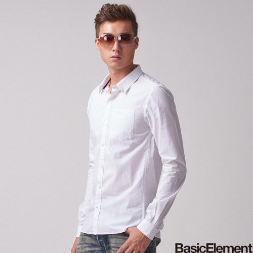 【BasicElement】男款素色襯衫-白色
