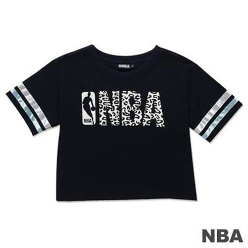 NBA-美國NBA圓領印花壓條短版T恤-深藍(女)