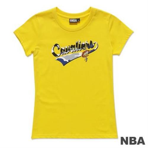 NBA-克里夫蘭騎士隊迷彩印花短袖T恤-黃(女)