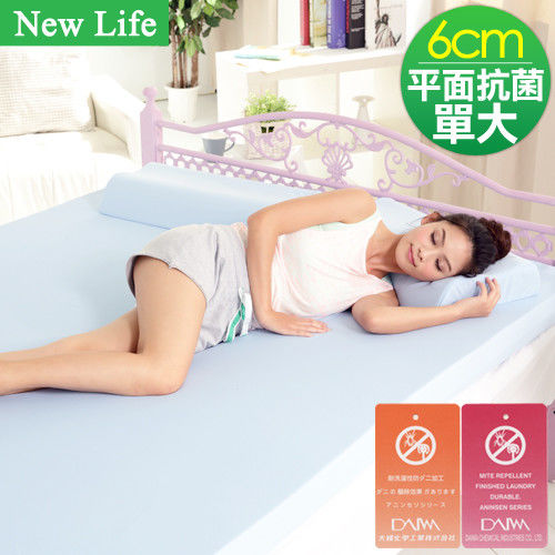【含枕組】New Life 防蹣抗菌6cm雙層記憶床墊-單大3.5尺
