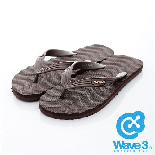 WAVE 3 (男) - 洗衣板 波紋防滑人字夾腳拖鞋 - 咖