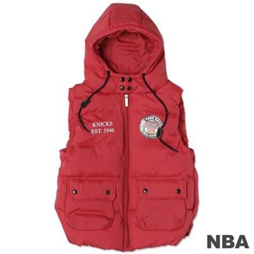 NBA-紐約尼克隊輕量連帽羽絨背心-深紅(女)