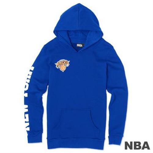 NBA-紐約尼克隊袖印花長版長袖連帽T-藍(女)