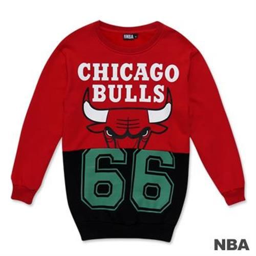 NBA-芝加哥公牛隊繽紛造型印花圓領寬版T恤-紅色(女)