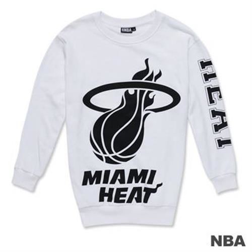 NBA-邁阿密熱火隊單色印花圓領寬版T恤-白色(女)