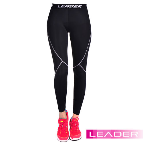 Leader 女性專用 SportFit運動壓縮緊身褲(灰線)