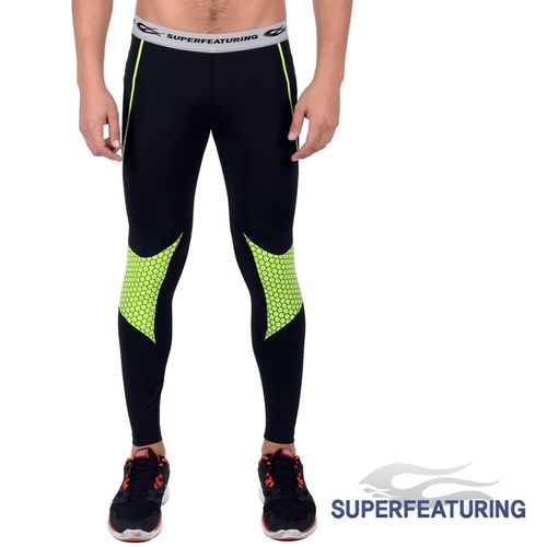 SUPERFEATURING 專業跑步 三鐵 Hicolor運動壓縮緊身褲(亮綠)