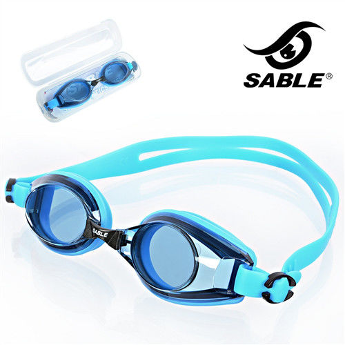 【黑貂SABLE】繽紛色彩 標準平光運動泳鏡(藍色)