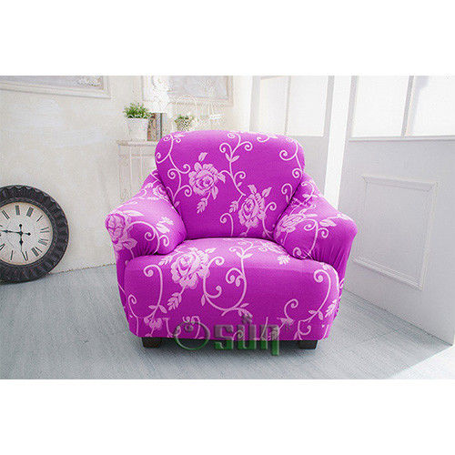 Osun-一體成型防蹣彈性沙發套/沙發罩_1人座 圖騰款 華麗典雅-紫色玫瑰
