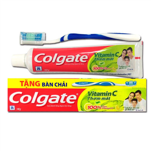 Colgate清涼維生素C牙膏/附牙刷(140g+牙刷)*18組