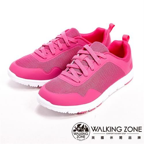 【WALKING ZONE】超輕量彈性運動休閒女鞋-桃(另有深藍)