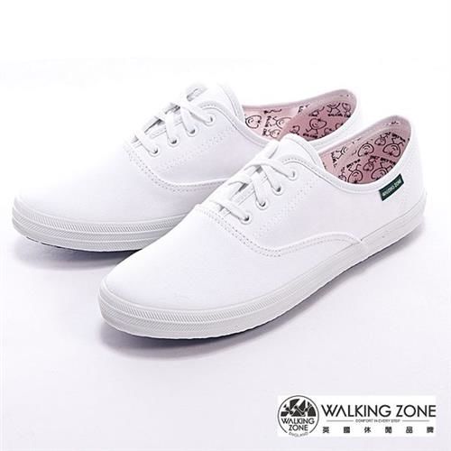 【WALKING ZONE】果漾YOUNG純棉帆布女鞋-白(另有黑/紅/黃/藍/粉/深藍)
