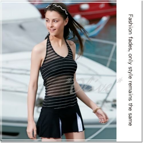 【沙麗品牌】經典黑白條紋時尚三件式泳裝NO.5132（現貨＋預購）