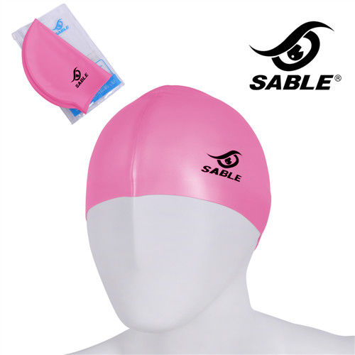 【黑貂SABLE】單色矽膠泳帽(粉紅)