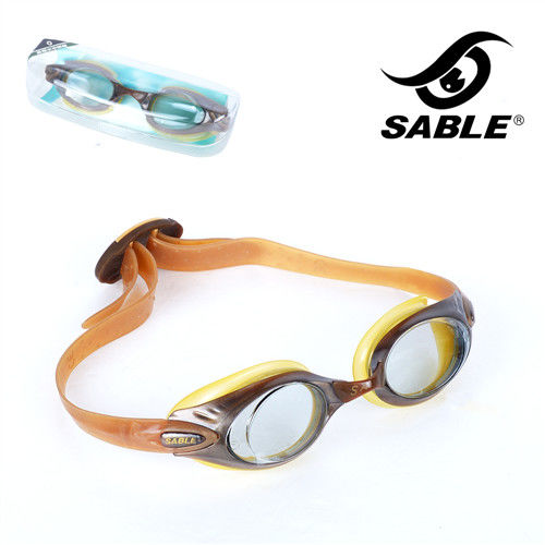 【黑貂SABLE】休閒亮麗 標準光學平光運動泳鏡(琥珀)