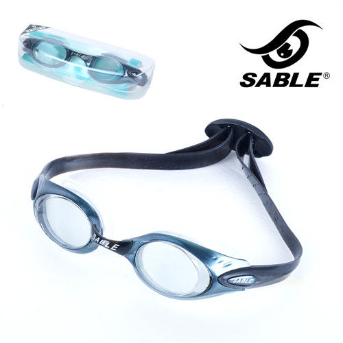 【黑貂SABLE】休閒亮麗 標準光學平光運動泳鏡(黑色)